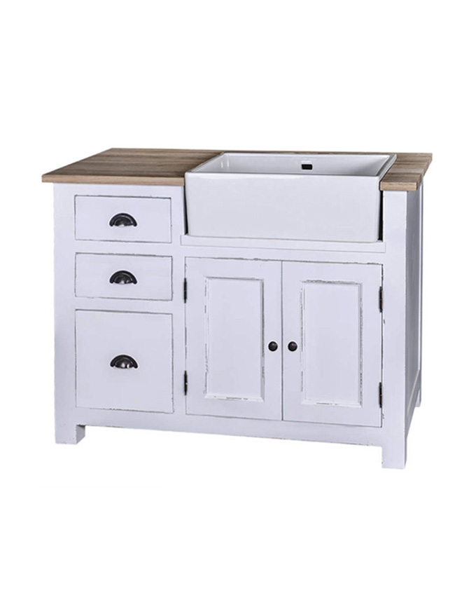 Mueble de cocina con fregadero y encimera de roble | Hinterland